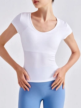 Футболка спортивная женская для фитнеса с широким горлом, Second Skin, (белый), L