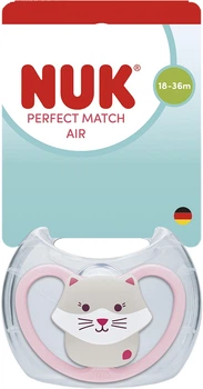 Пустышка Nuk Perfect Match Air Силиконовая Размер 3 18-36 месяцев Кошка (4008600446651)