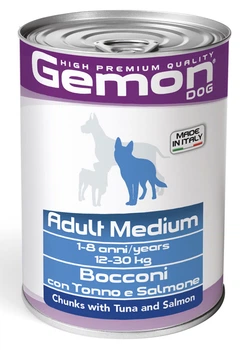 Вологий корм для собак GEMON Dog Wet Medium Adult шматочки з тунцем та лосось 415 г (70387880)