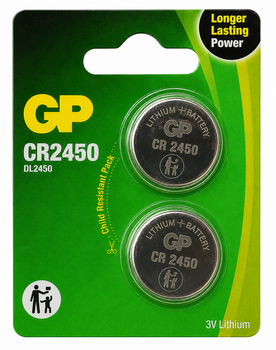 Батарейка GP CR2450 3V Lithium- 2 шт, літієва кнопкова, для ваг, брелоків, електроніки