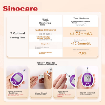 Набор для домашнего измерения уровня глюкозы в крови Sinocare Stable с 200 тест-полосками.