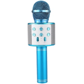 Микрофон караоке Wester WS-858 Bluetooth Голубой | Беспроводной караоке микрофон с динамиком BEST