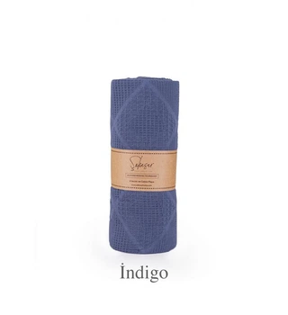 Вафельная простынь-покрывало Saheser Cotton Piquel 210×230 см. Lavin Indigo