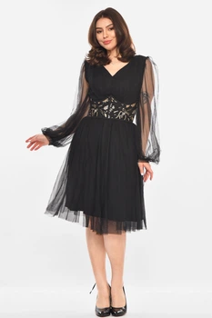 Платье женское однотонное черного цвета с корсетом Fashion размер 44 (213590)