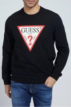 Світшот чоловічий (unisex) Guess бавовна чорний з принтом M