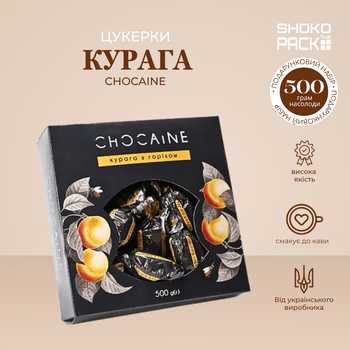 Цукерки Курага Chocaine 500г натуральні шоколадні цукерки з курагою фруктові солодощі в шоколаді десерт до чаю та кави корисні солодощі для всієї родини великий формат подарунок жінці чоловіку колегам