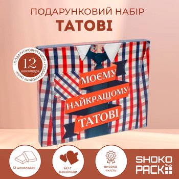 Подарочный набор «Папы» 12 молочных шоколадок 33% 60г Сладкий подарок папе тематический шоколад день рождения отца сюрприз для мужчины сладости Shokopack подарок на праздник милые слова шоколад для папы теплый сюрприз