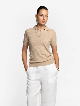 Поло жіноче бежеве бавовняне Arber Polo Knit WD3 SS WTR-241 XL бежевый (W09.19.16.621)