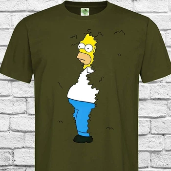 Футболка LOYS Гомер Симпсон вылезает из-под кустов LO06545 goodreclama Хаки (Khaki) Art.002 M
