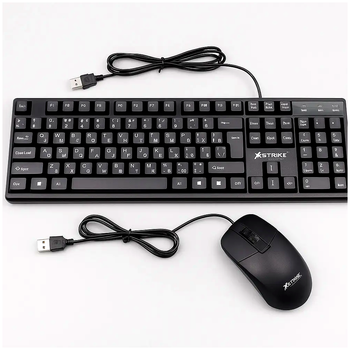 Комплект клавиатура с RGB подсветкой и USB мышь для ПК и ноутбука XSTRIKE X-1012 черный