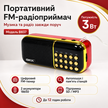 FM-радіоприймач колонка з цифровим тюнером BKK USB MP3 B851