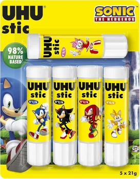 Клей-стик UHU stic BTS Sonic набор 5×21 г, школьный канцелярский клей-карандаш для бумаги
