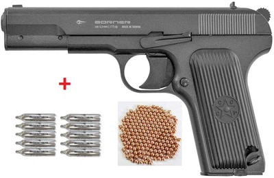 Пневматичний пістолет Borner TT Blowback (Метал) + 10 од. балонів СО2 + 500 од. кульок ВВ