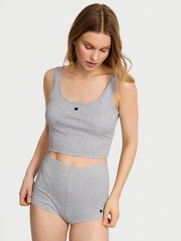 Пижама (майка + шорты) женская хлопковая Victoria's Secret 27013609 S Серая (2832599488861)