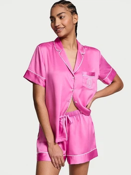 Пижама (рубашка + шорты) женская больших размеров Victoria's Secret 27013023 XL Розовая (289667985236)