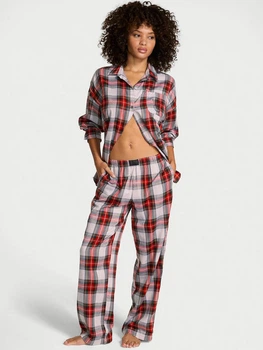 Пижама (рубашка + штаны) женская Victoria's Secret 27161435 XS Серый/Красный (5877437714893)