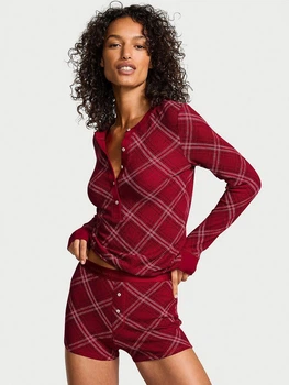 Пижама (лонгслив + шорты) женская Victoria's Secret 27138707 M Красная (282774469783)