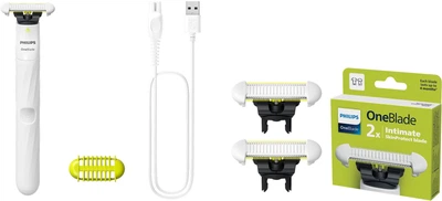 Набір для інтимних зон Philips OneBlade Електростанок Intimate QP1924/22 + 2 змінних леза SkinProtect QP229/52 (8720689034715/8720689034692)