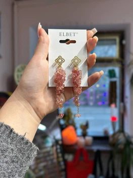 Вишукані сережки "Strawberry grapes" у формі винограду з кварцу ELBET