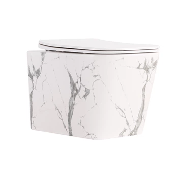 Унитаз подвесной Qtap Tern Ultra Quiet 520×345×325 мм, Marble, с сиденьем Slim Duroplast / Soft-close / Quick Release QTTER26MR49002