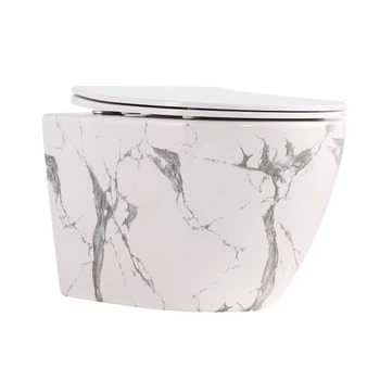 Унитаз подвесной Qtap Robin Ultra Quiet 520×365×340 мм, Marble, с сиденьем Slim Duroplast / Soft-close / Quick Release QTROB26MR48998