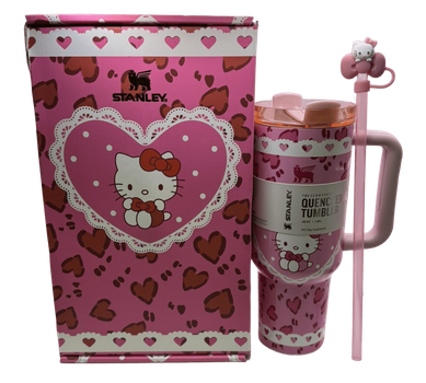 Термос термокружка Stanley Quencher H2.0 Tumbler Светится в темноте 1,18 л Hello Kitty Pink Love Edition KT7001978