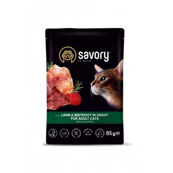 Влажный корм для взрослых кошек Savory пауч 85 г ягненок со свеклой в соусе
