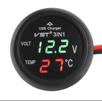 Автомобильный вольтметр с термометром зарядка usb VST 706