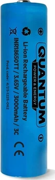 Аккумулятор литий-ионный Quantum INR18650TT, 3000mAh, 3С, с клеммным выступом, 1 шт/уп plastic case (QM-INR18650TT-3000-PB1)