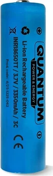 Аккумулятор литий-ионный Quantum INR18650TT, 3350mAh, 3С, с клеммным выступом, 1 шт/уп plastic case (QM-INR18650TT-3350-PB1)