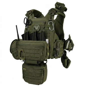 Плитоноска жилет Warmor Gen.6 Pro Max Олива Ranger Green с полным комплектом тактических подсумков
