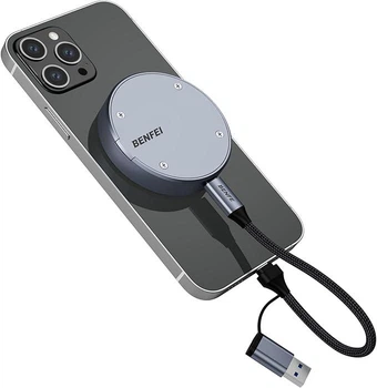 Зовнішня кишеня BENFEI Magnetic M.2 2230 NVME SSD, USB 3.2 Gen 2, 10Gbps, 10s Power Loss Protection, сірий