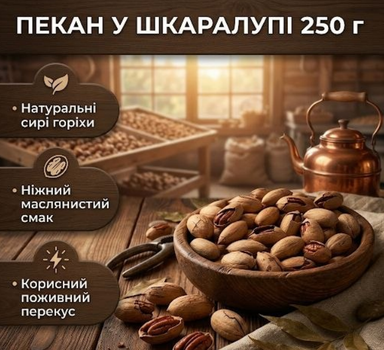 Пекан у шкаралупі 250 г насичений вершково-горіховий смак