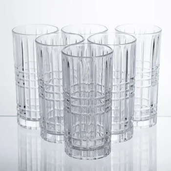 Набір склянок Geometric Glass 6 штук по 300 мл з рельєфним візерунком HP-17-3 (LG-HP-17-3)