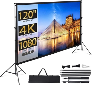 Проекційний екран Towallmark 120" 16:9 з підставкою, портативний 4K HD екран для проектора з сумкою