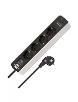 Подовжувач Brennenstuhl Eco-Line Ecolor ECL U3 04 DE 3676 4 розетки 1.5 м з USB-C білий чорний