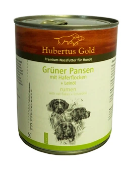 Консервований корм Hubertus Gold Grüner Pansen mit Haferflocken для собак, з рубцем, пластівцями та лляною олією 800 г