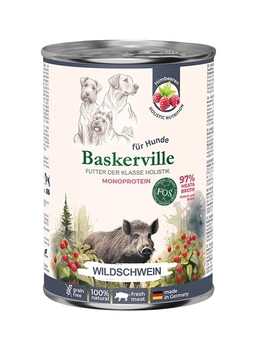 Консервований корм Baskerville FOS Holistic для собак з чутливим травленням з диким кабаном 400 г