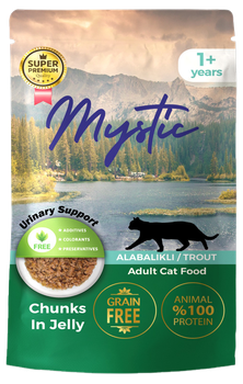 Вологий корм Mystic для котів шматочки в желе з ФОРЕЛЛЮ Пауч 85гр