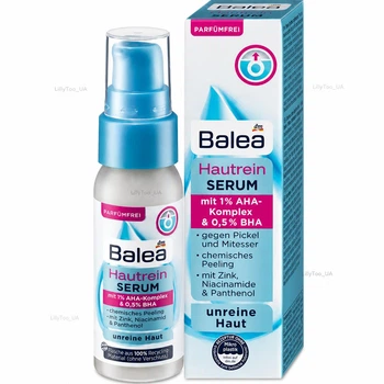 Сироватка для очищення проблемної шкіри від висипів і комедонів з цинком, нацинамідом та пантенолом Balea Hautrein Serum (легкий хімічний пілінг), 30 ml
