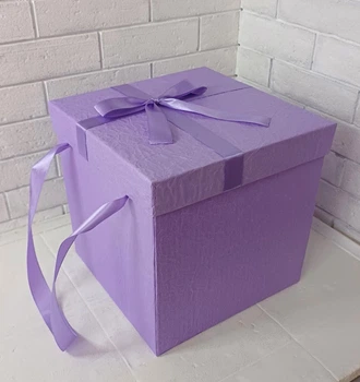 Большая подарочная раскладная коробка сюрприз 25x25х25см Party Box, Пивной бокс для напитков и закусок лавандовая