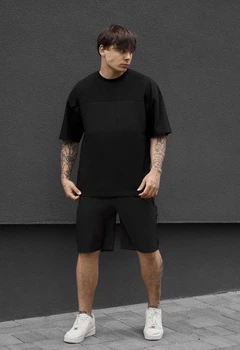 Літній Комплект Чоловічий Стаф Чорний Футболка І Шорти Staff Patt Black XS (391359)