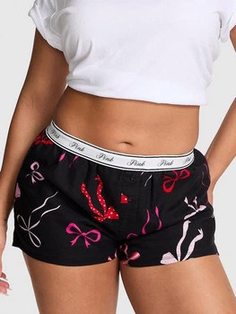Піжамні шорти жіночі бавовняні Victoria's Secret 27159139 XS Чорні (999732549214)
