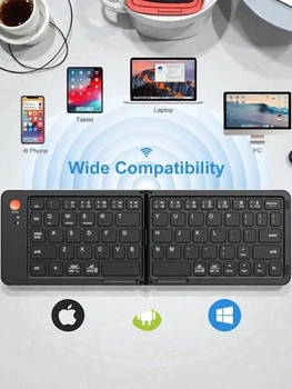 Складна клавіатура HB-028 Pro Bluetooth 5.0 бездротова міні клавіатура для планшета смартфона ноутбука портативна клавіатура з акумулятором Type C складна Bluetooth клавіатура з мультипідключенням на 3 пристрої та компактним дизайном