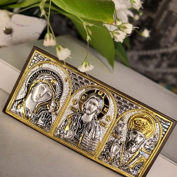 Серебряная Икона Silver Axion Триптих ювелирная в машину (MB/E1316SX)