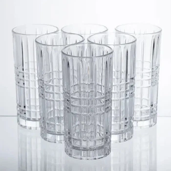 Набор стаканов Geometric Glass 6 штук по 300 мл с рельефным узором HP-17-3