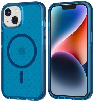 Чехол противоударный Tech21 Evo Check MagSafe для Iphone 14/13 (6.1") Blue T21-9818