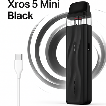 Багаторазова електронна сигарета Vaporesso Xros 5 Mini Black багаторазовий міні-під на 0,8 Ом електронка на 1500мАч до 30 Вт заправка top-fill 3 мл