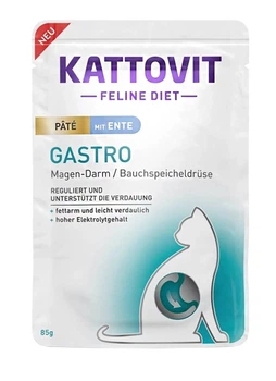 Влажный корм Kattovit Veterinary Gastro для котов с заболеваниями ШКТ и поджелудочной железы с уткой (паштет) 85 г