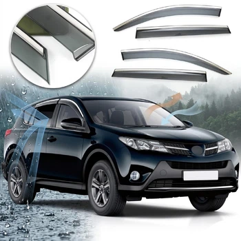 Дефлектори вікон вітровики Benke для Toyota Rav 4 2013-2018 Хром Молдинг З Нержавіючої Сталі 3D